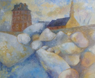 Malerei mit dem Titel "le sillon de galets…" von Bea Rialland, Original-Kunstwerk, Öl