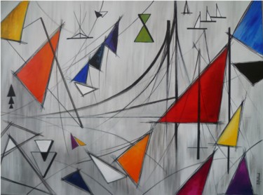 Peinture intitulée "les-triangles" par Bea Rialland, Œuvre d'art originale, Acrylique