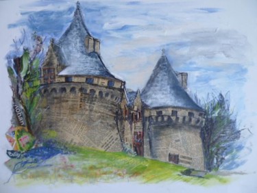 Painting titled "le château de Ponti…" by Bea Rialland, Original Artwork, Acrylic