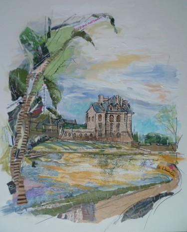 Peinture intitulée "quintin,le château…" par Bea Rialland, Œuvre d'art originale, Acrylique