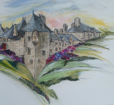 Painting titled "le château de rosan…" by Bea Rialland, Original Artwork, Acrylic