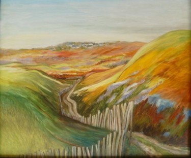 Pintura titulada "dans les dunes de L…" por Bea Rialland, Obra de arte original, Oleo