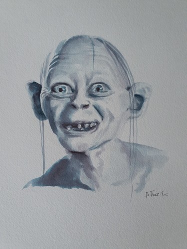 Painting titled "Gollum ( #artistsup…" by Béatrice Viez, Original Artwork, Ink