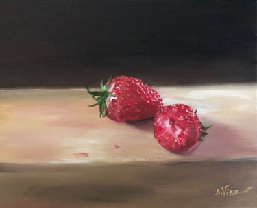 Картина под названием "Croquez la fraise !…" - Béatrice Viez, Подлинное произведение искусства, Масло