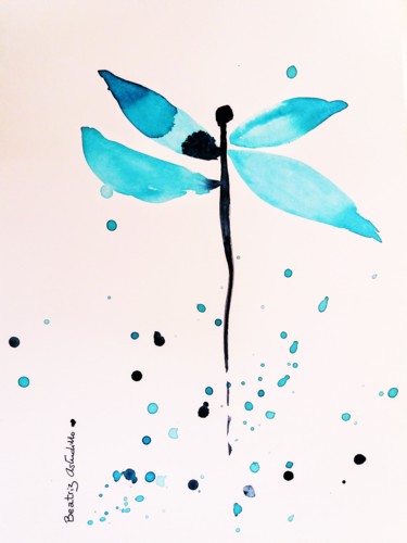 Peinture intitulée "Una libélula" par Beatriz Astudillo, Œuvre d'art originale, Aquarelle