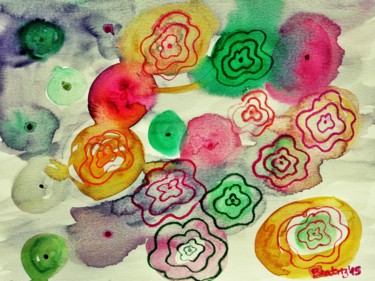 Pintura titulada "Flores y fondo" por Beatriz Astudillo, Obra de arte original, Acuarela