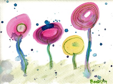 Pintura titulada "Flores de color" por Beatriz Astudillo, Obra de arte original, Acuarela