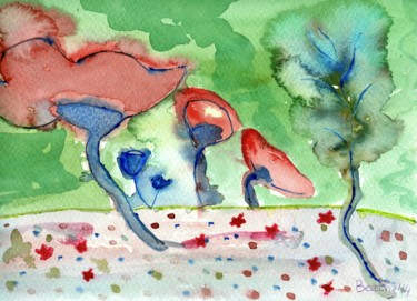 Pintura titulada "Flores que bailan" por Beatriz Astudillo, Obra de arte original, Acuarela