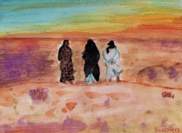 Pintura titulada "Horizonte Sáhara" por Beatriz Astudillo, Obra de arte original, Acuarela