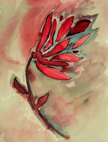 Painting titled "Flor de pasión" by Beatriz Astudillo, Original Artwork, Watercolor