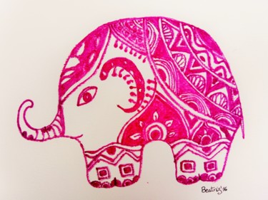 Pintura titulada "Un elefante indio" por Beatriz Astudillo, Obra de arte original, Acuarela