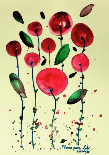 绘画 标题为“Flores para Loli” 由Beatriz Astudillo, 原创艺术品, 水彩