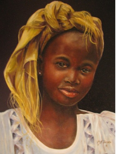 Pintura titulada "Joven con pañuelo a…" por Beatriz Elena Hoyos H, Obra de arte original, Oleo