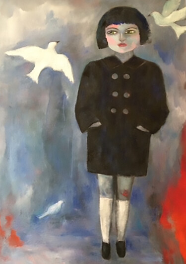 Peinture intitulée "L’oiseau blanc" par Beatriz Moya, Œuvre d'art originale, Huile
