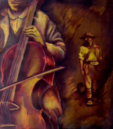 Painting titled "Músico" by Beatriz Loreto Pineda, Original Artwork