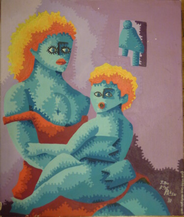 Peinture intitulée "Dame à l'enfant KIM…" par Beauduffe Harmony, Œuvre d'art originale, Acrylique