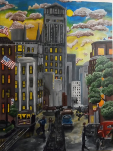 Картина под названием "Городская суета" - Valeria Kantsiba, Подлинное произведение искусства, Акрил