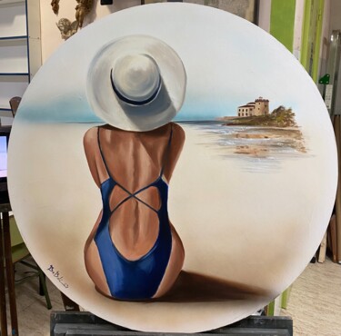 Schilderij getiteld "Mirando a la Torre." door Bebali Balibrea, Origineel Kunstwerk, Airbrush Gemonteerd op Frame voor houte…