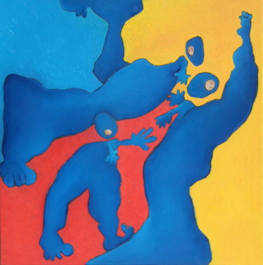 Jardins d'enfance Painting titled "Jardins d'enfance" by Bebu, Original Artwork, Oil