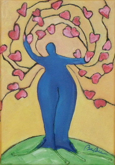 Peinture intitulée "L'arbre bleu" par Bebu, Œuvre d'art originale, Huile