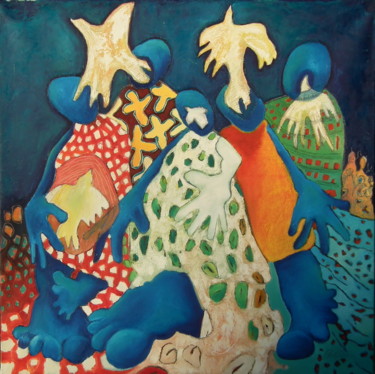 Painting titled "Patte blanche pour…" by Bebu, Original Artwork, Oil