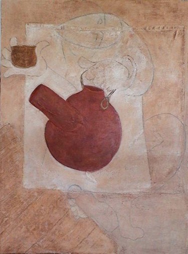 Peinture intitulée "Marabout Tea" par Bebu, Œuvre d'art originale, Huile