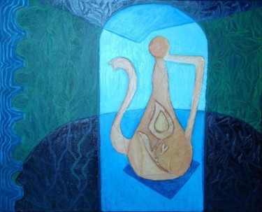 Peinture intitulée "La théière de Bebu" par Bebu, Œuvre d'art originale, Huile