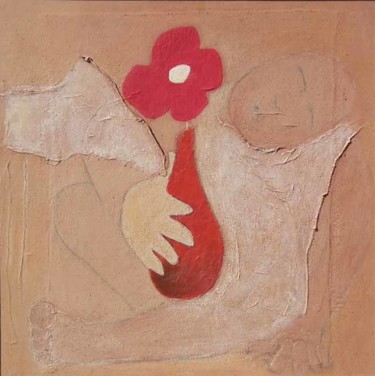 Peinture intitulée "Bebu aime les fleurs" par Bebu, Œuvre d'art originale, Huile