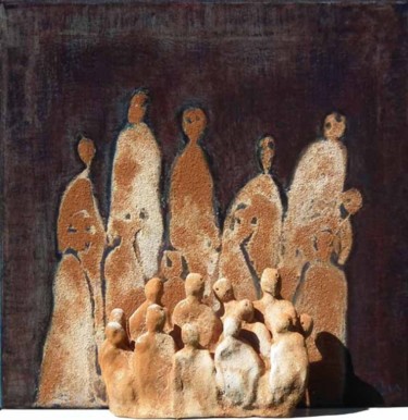 Peinture intitulée "Mansa (Ancêtres)" par Bebu, Œuvre d'art originale, Huile
