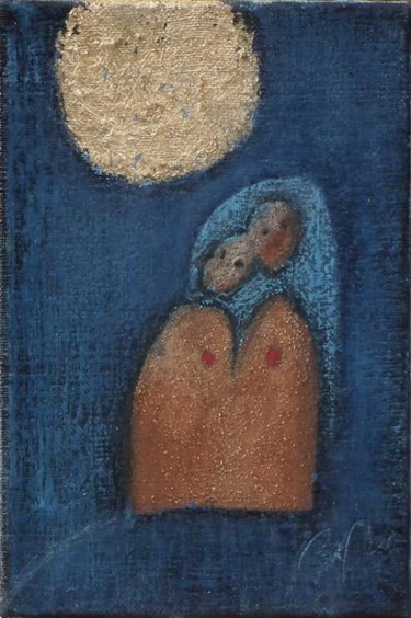 Peinture intitulée "Lune de miel" par Bebu, Œuvre d'art originale, Huile