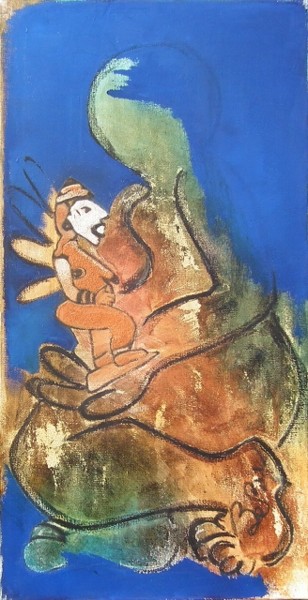 Peinture intitulée "Anjenu" par Bebu, Œuvre d'art originale, Huile