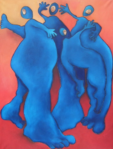 Peinture intitulée "Danse de sages et d…" par Bebu, Œuvre d'art originale, Huile