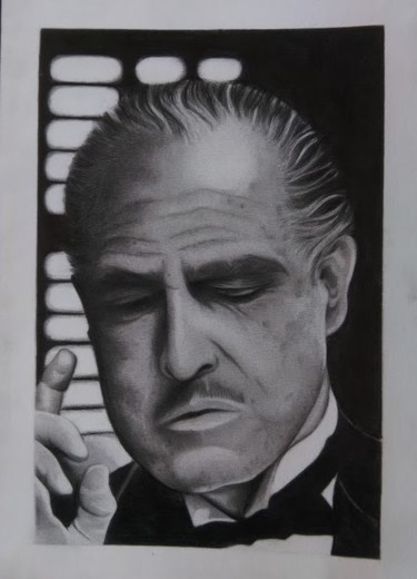 Dessin intitulée "Marlon Brando - Por…" par Rebeca Brandão, Œuvre d'art originale, Crayon