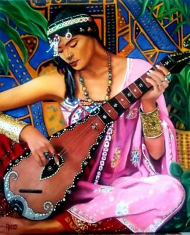 Painting titled "Douceur Indienne" by Aurore Alexis, Original Artwork, Oil