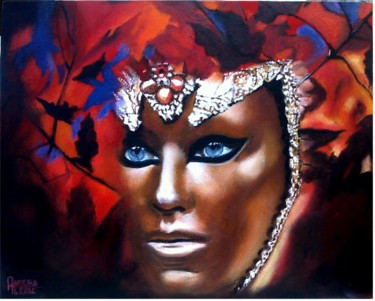 Painting titled "Coiffe du carnaval…" by Aurore Alexis, Original Artwork, Oil