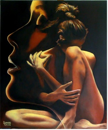Painting titled "Sensualité" by Aurore Alexis, Original Artwork, Oil