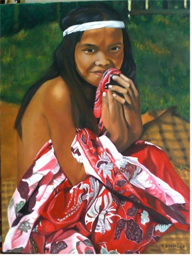 Painting titled "LA PETITE INDONESIE…" by Aurore Alexis, Original Artwork, Oil