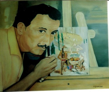 Painting titled "DALI DEVANT SON OEU…" by Aurore Alexis, Original Artwork, Oil