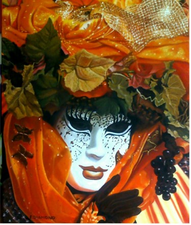 Malerei mit dem Titel "Masque de Venise" von Aurore Alexis, Original-Kunstwerk, Öl
