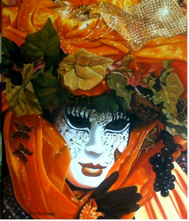 Painting titled "Masque de Venise" by Aurore Alexis, Original Artwork, Oil