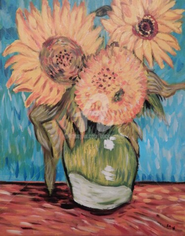 Pintura intitulada "Van Gogh's Three Su…" por Becky Arner, Obras de arte originais, Acrílico