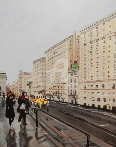 Pittura intitolato "Rain at the Museum" da Becky Arner, Opera d'arte originale, Acrilico