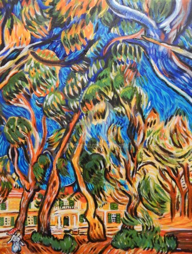 Pintura intitulada "Van Gogh's The Grou…" por Becky Arner, Obras de arte originais, Acrílico