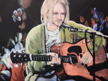 Картина под названием "Kurt Cobain at Unpl…" - Becky Arner, Подлинное произведение искусства, Акрил