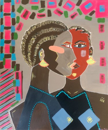 Peinture intitulée "Femme soudanaise de…" par Clara Becq, Œuvre d'art originale, Acrylique Monté sur Châssis en bois