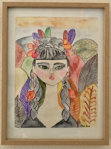 Pintura titulada "Plume en automne" por Clara Becq, Obra de arte original, Acuarela