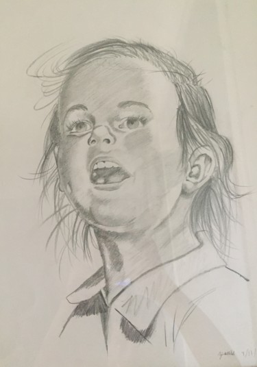 Drawing titled "Little girl smiling" by Yanis, Original Artwork, Pencil