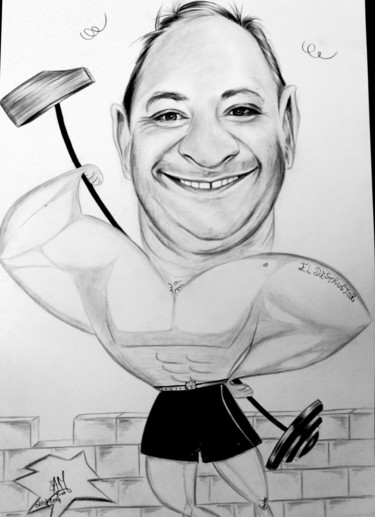 caricature idée cadeau originale Dessin intitulée "caricature idée cad…" par Samos17 Portraitiste, Œuvre d'art originale, Crayon