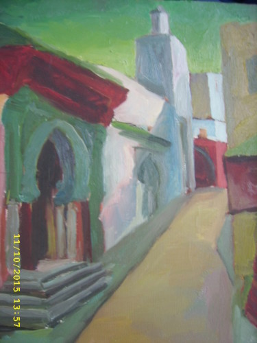 Schilderij getiteld "Les ruelles de Tang…" door Be Youn, Origineel Kunstwerk, Olie