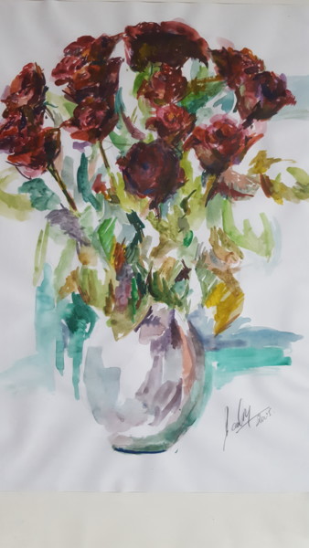 Malerei mit dem Titel "bouquet de fleur" von Be Youn, Original-Kunstwerk, Gouache